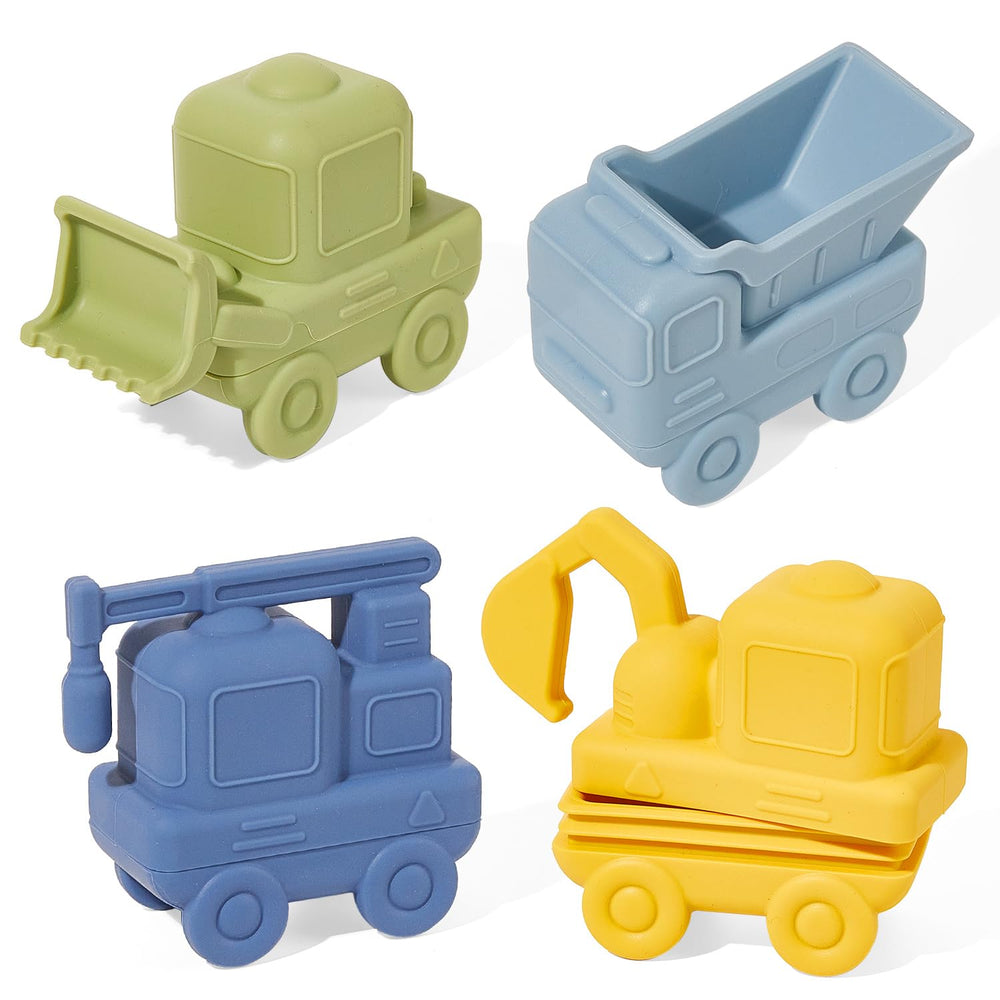 AMCHSURI 4-pack bath trucks in pastel colors for safe, imaginative water play.