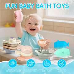 AMCHSURI plastic bath boats with easy-grip handles for pouring.