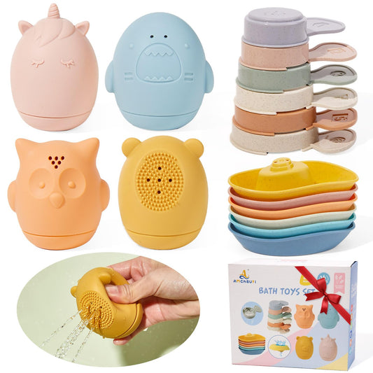 AMCHSURI pink pony bath toy floats for easy handling during bath time.