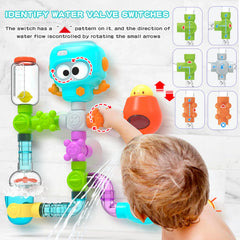 AMCHSURI pipe-and-valve set with cups shows imaginative play and water rhythm.
