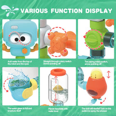 AMCHSURI bath toy water-flow demo highlights cause-and-effect exploration in the tub.