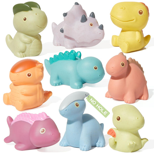 AMCHSURI nine-dinosaur bath toys, sealed and mold-free for tub play