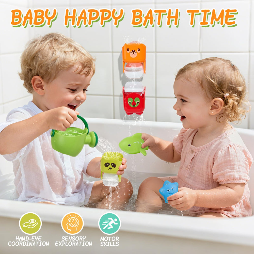 AMCHSURI floating boats set providing buoyant play and color-rich stacking in bath