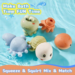 AMCHSURI duck squirting bath toy to promote play and color recognition.
