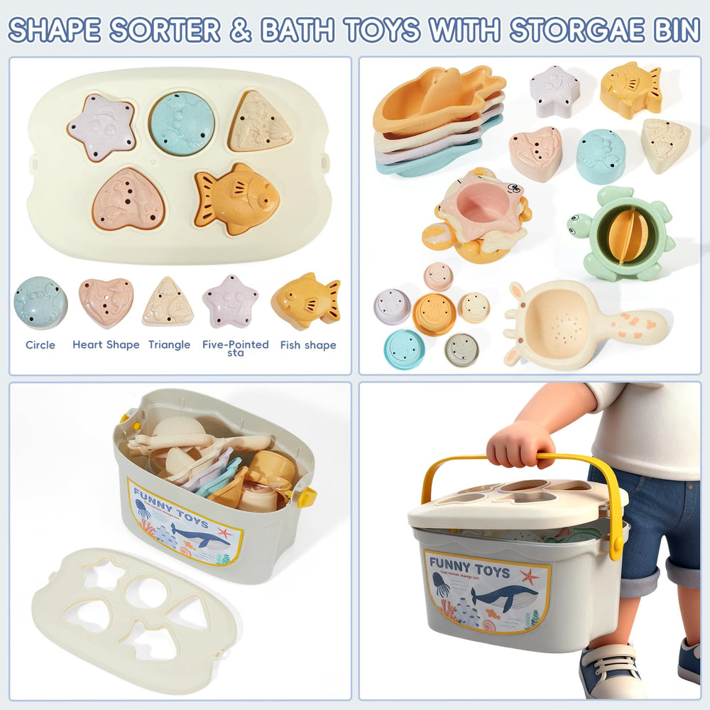 AMCHSURI storage bin keeps bath-time toys organized for quick cleanup