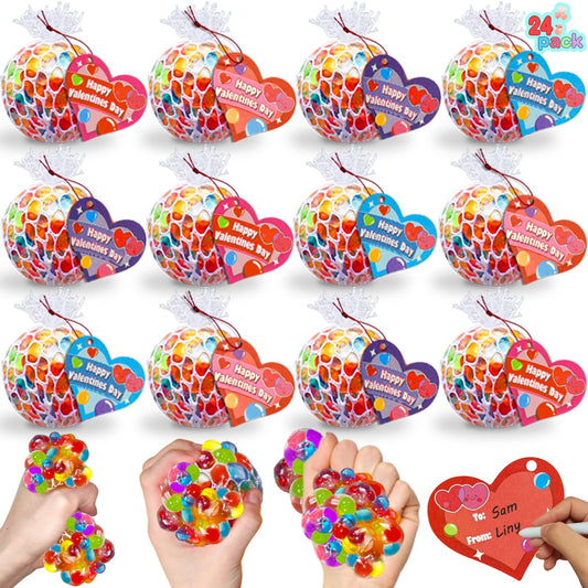 AMENON 24-pack valentines stress balls grape for classroom sharing and focus