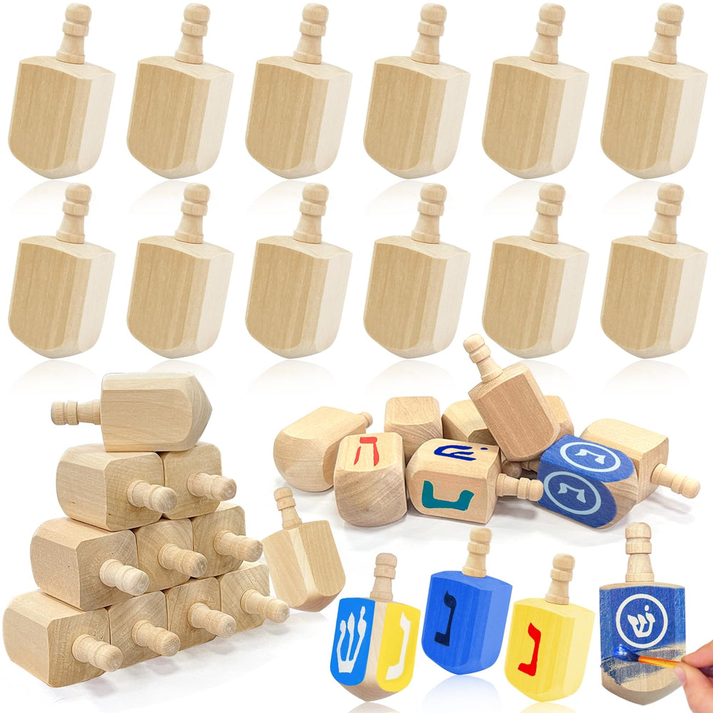 AMENON wooden blank 3-inch dreidel ready for coloring and spinning fun