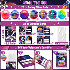 AMENON space-themed valentines cards in four designs for kids