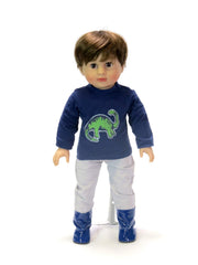 American Fashion World dinosaur raincoat model wearing the outfit for stylish pretend play