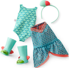 Camille mermaid-skirt image showcases sea-blue outfit for dress-up adventures.