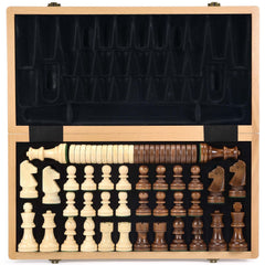 AMEROUS 15-inch wooden chess board ready for durable play on any table