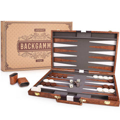 AMEROUS backgammon 18in board closed, portable travel setup for family game nights.