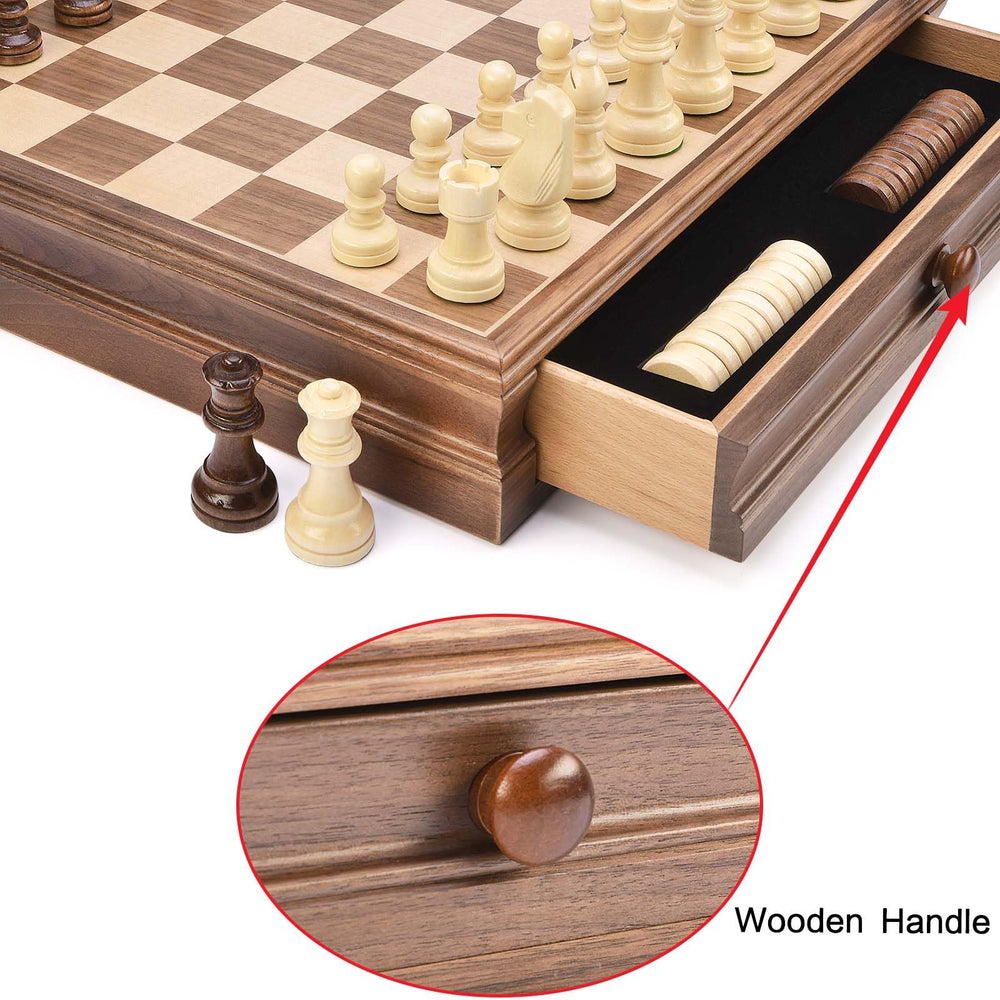 AMEROUS 2-in-1 chess and checkers design for versatile play