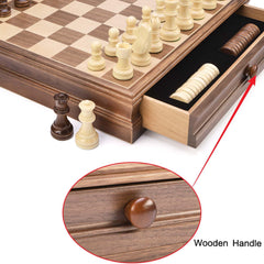 AMEROUS 2-in-1 chess and checkers design for versatile play