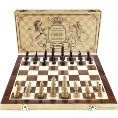 AMEROUS chess set foldable board enables easy transport and storage
