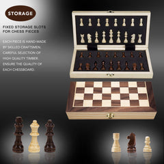 AMEROUS folding chess board with storage slots keeps pieces neat.