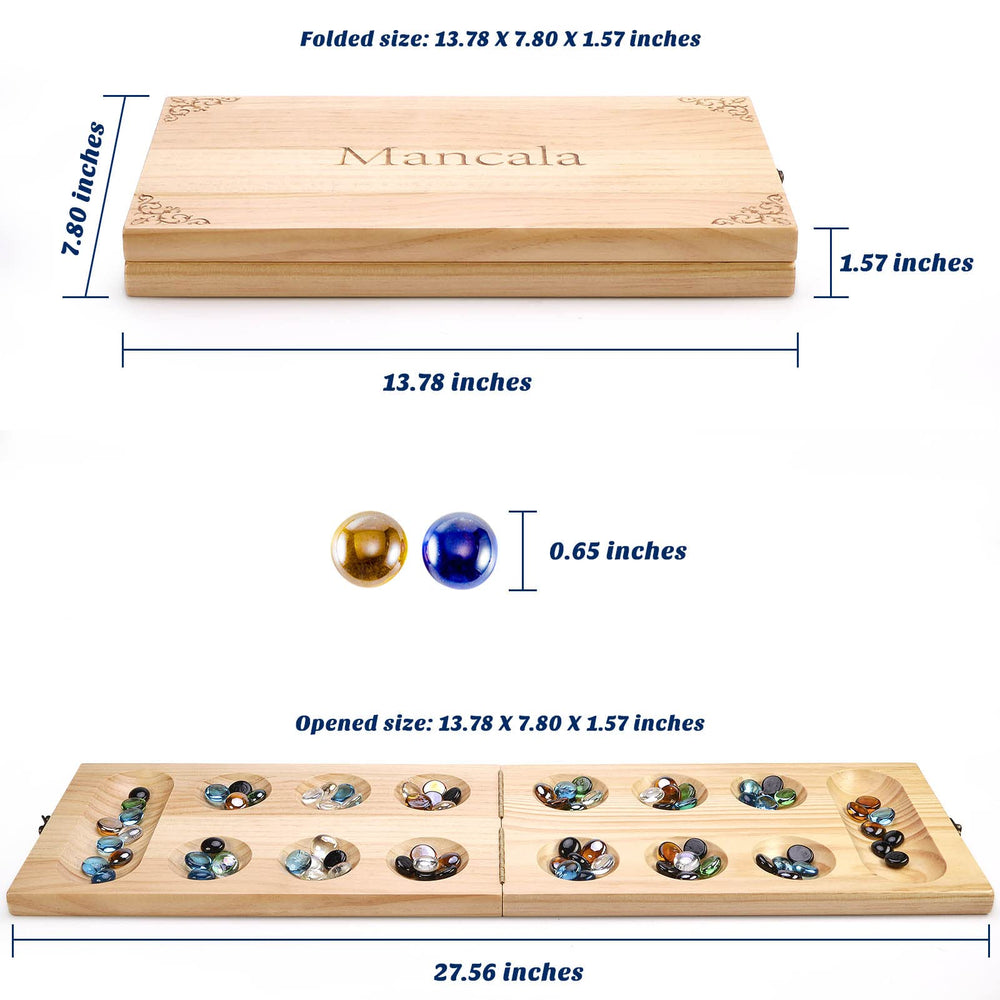 AMEROUS Mancala board in use during a friendly two-player match.