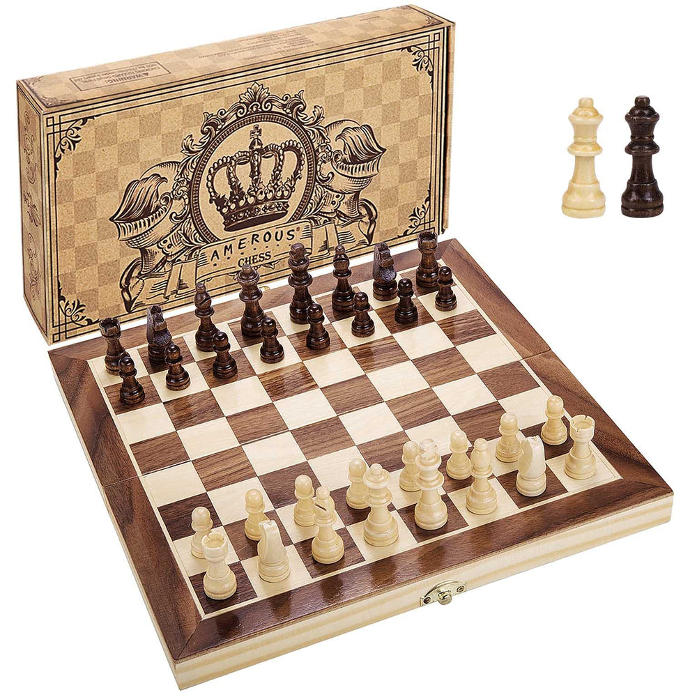 AMEROUS compact portable chess board case for easy transport.
