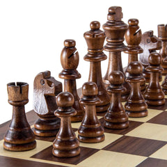 AMEROUS wooden chess pieces featuring a 3.5-inch king for durable play.