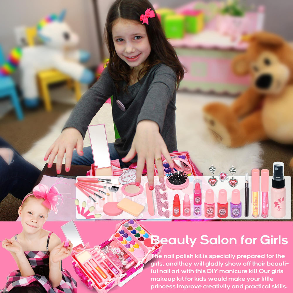 Amerrly kids makeup set foldable case for travel and storage