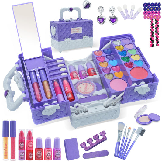 Amerrly 52-piece kids makeup set in a portable pouch for on-the-go play.