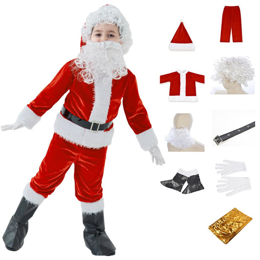 AMHSCOCA Kids Santa plush coat close-up showing soft, cozy fabric