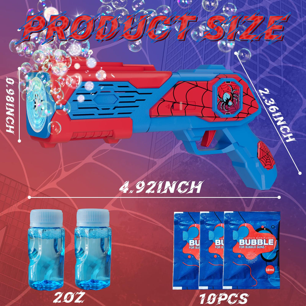 10 bubble concentrate tablets included for extended bubble play with Amiabling Spider-Bubble Gun.