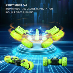 Amicool RC car performing 360-degree flips for impressive stunt play.