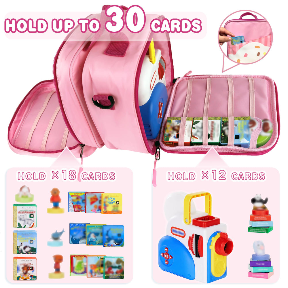 amiumuca bag with detachable compartments to separate books and characters.