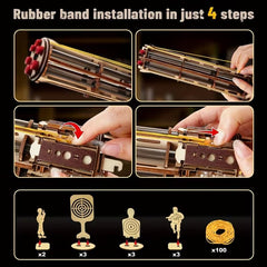 Amiyi rubber-band gun with rotating tubes and safe ammo concept.