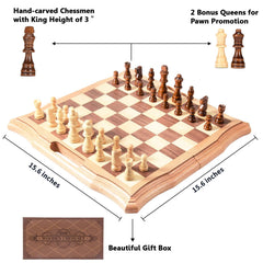 AMEROUS folding chess set open for quick setup and play.