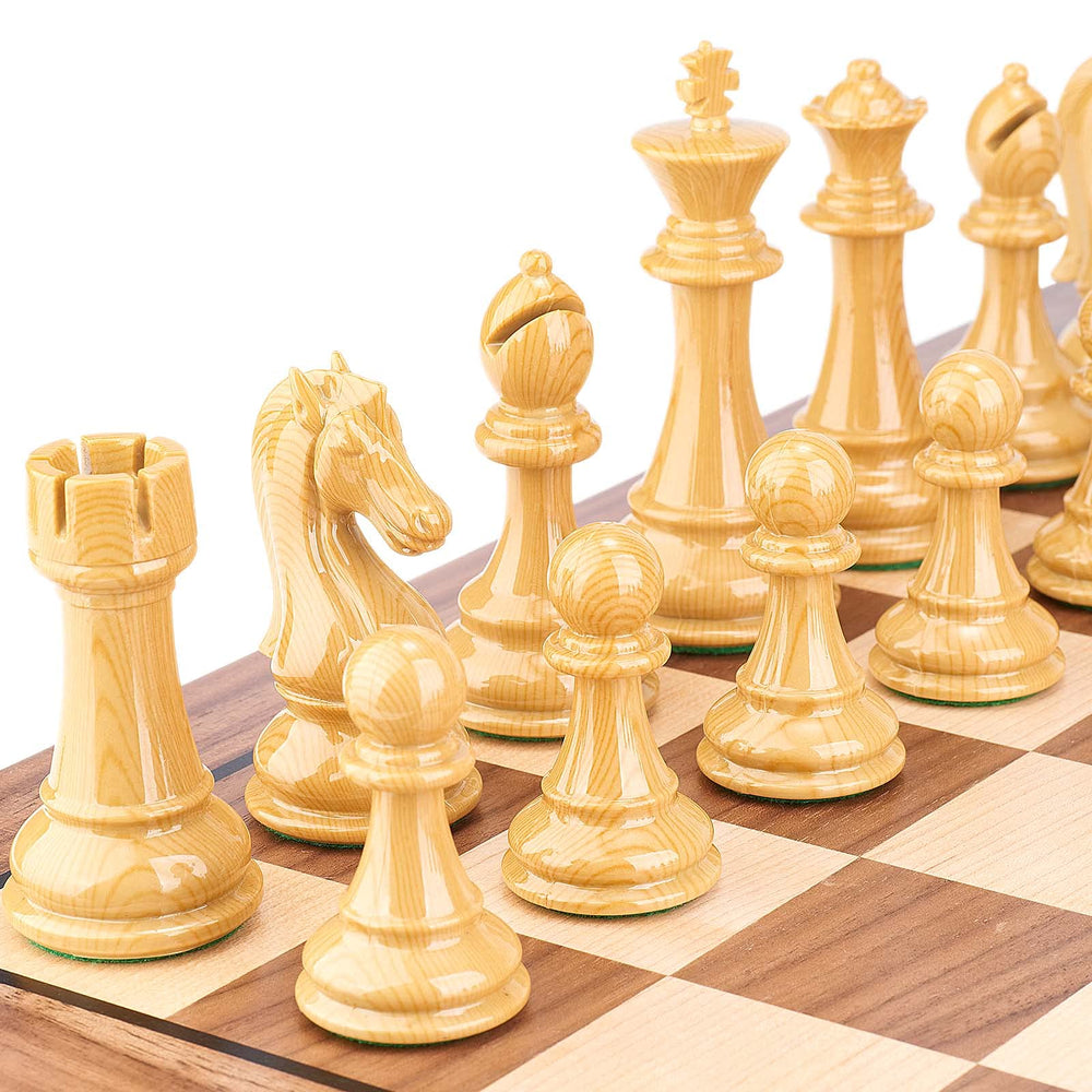 AMEROUS rook piece with wood-grain finish enhances board aesthetics.