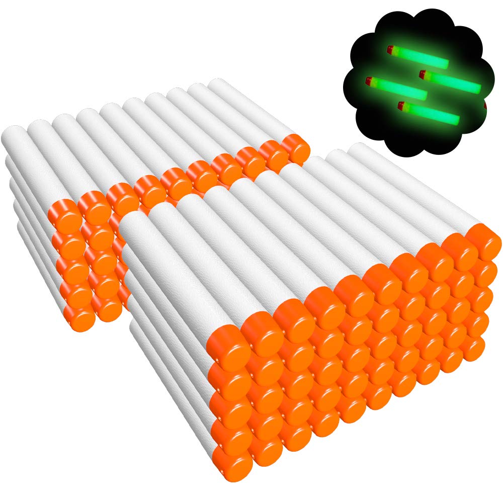 AMOSTING glow darts in a 100-pack for Nerf battles.