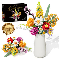 Amoyasite Flowers Bouquet Building Set components for a creative home display.