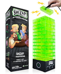 Amped Gamez ShiZap! LED base glows to heighten game-night suspense.