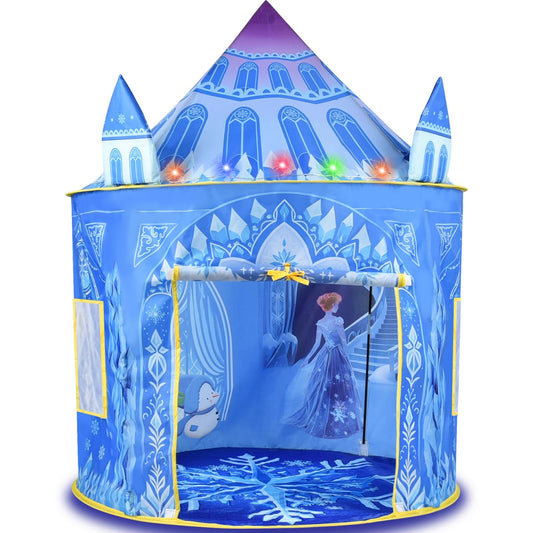Amplov Princess Pop Up Tent with ice castle design inspires imaginative indoor play