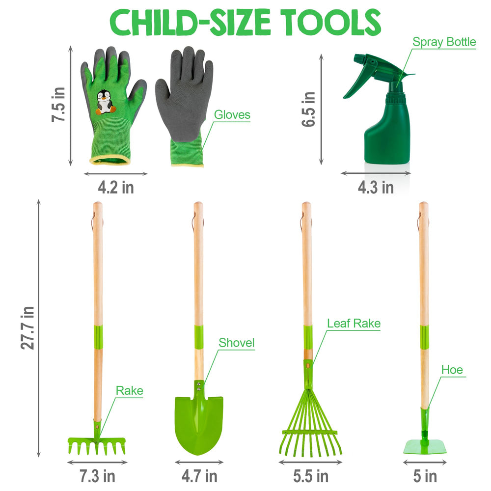 Amtreen child gloves protect small hands during garden adventures.