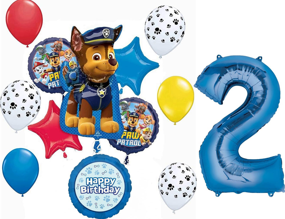 Anagram chase foil balloon 31 inch centerpiece for a Chase themed birthday party