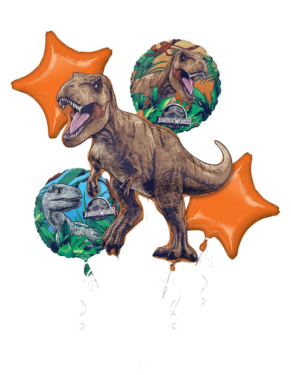 Anagram Jurassic World Dinosaur 5 Balloon Bouquet Set main display for party decor