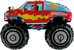 Anagram Monster Trucks 18in star red foil balloon, adds sparkle to arches.