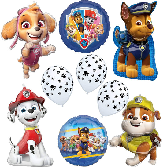 Anagram Paw Pups Skye 36-inch foil balloon brightens a Paw Patrol party backdrop.