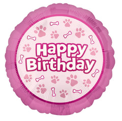 Anagram pink happy birthday 18-inch foil balloon brightens the party backdrop.