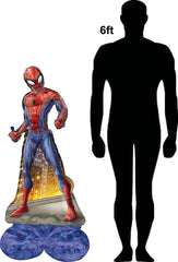 Anagram Spiderman 54-inch Airloonz display stands upright for photos.