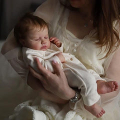 Anano Loulou hand-rooted hair for natural, cuddly look during pretend caregiving