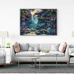 Completed Jungle Paradise layout reveals lush jungle scene and bright contrast.