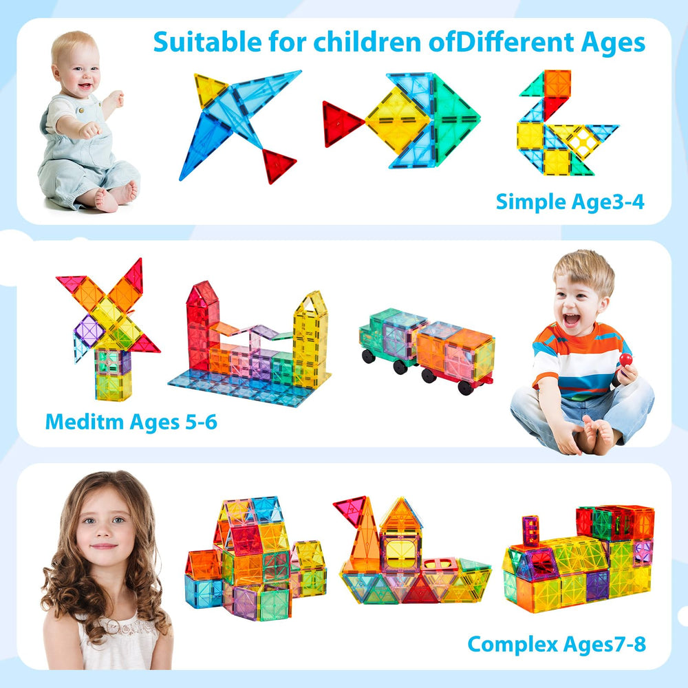 Anbalulu magnetic tiles colorful transparent pieces enhance visual learning.
