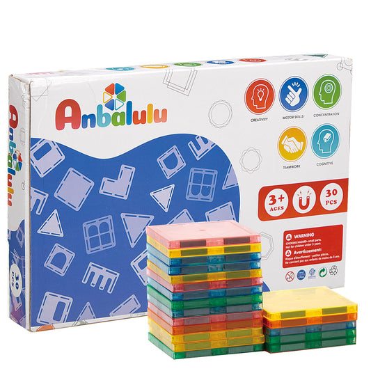 Anbalulu magnetic tiles front view with vibrant colors for imaginative STEM play