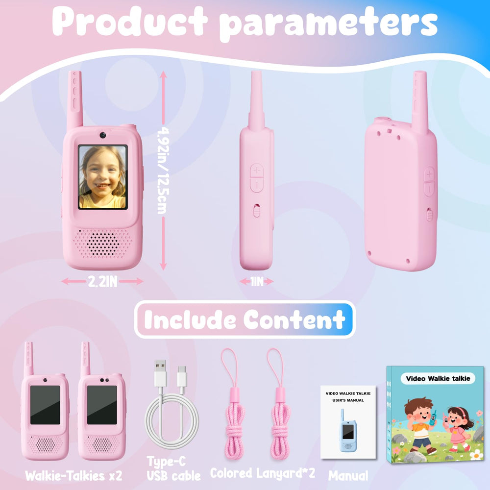 ANBURI indoor-outdoor pink walkie-talkies for backyard and park play