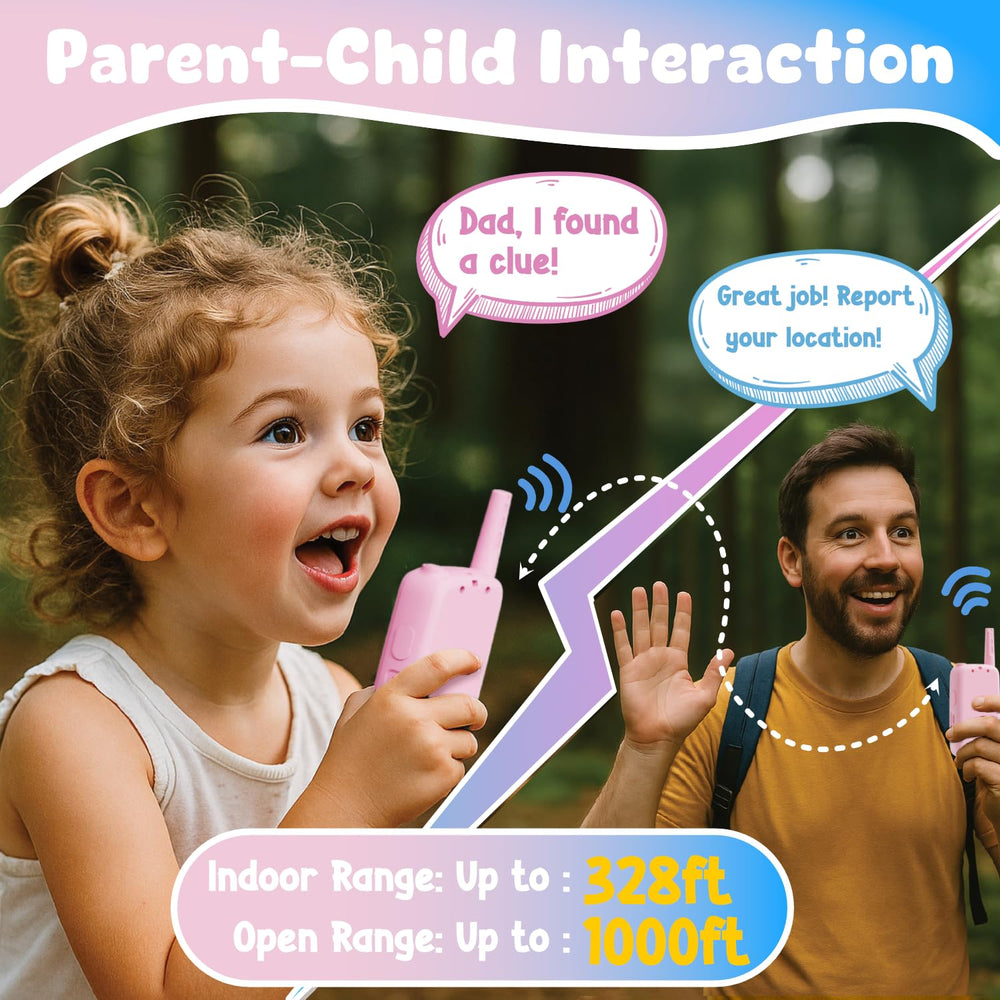 ANBURI kids walkie-talkie pink real-time video close-up for immersive play