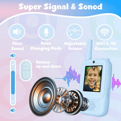 ANBURI pink side-view video walkie-talkie suited for imaginative role-play.